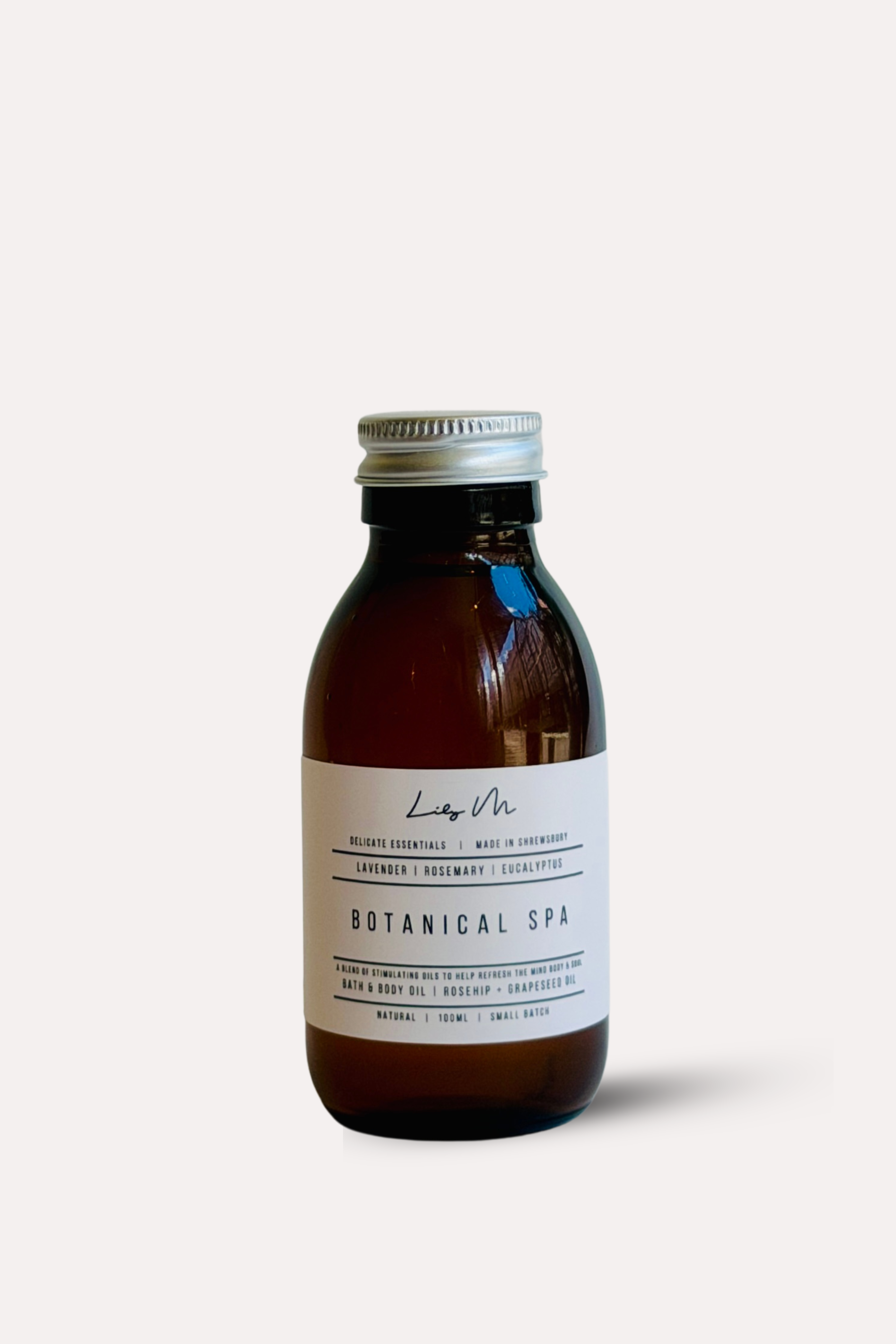 Brown bottle with a label on a white background