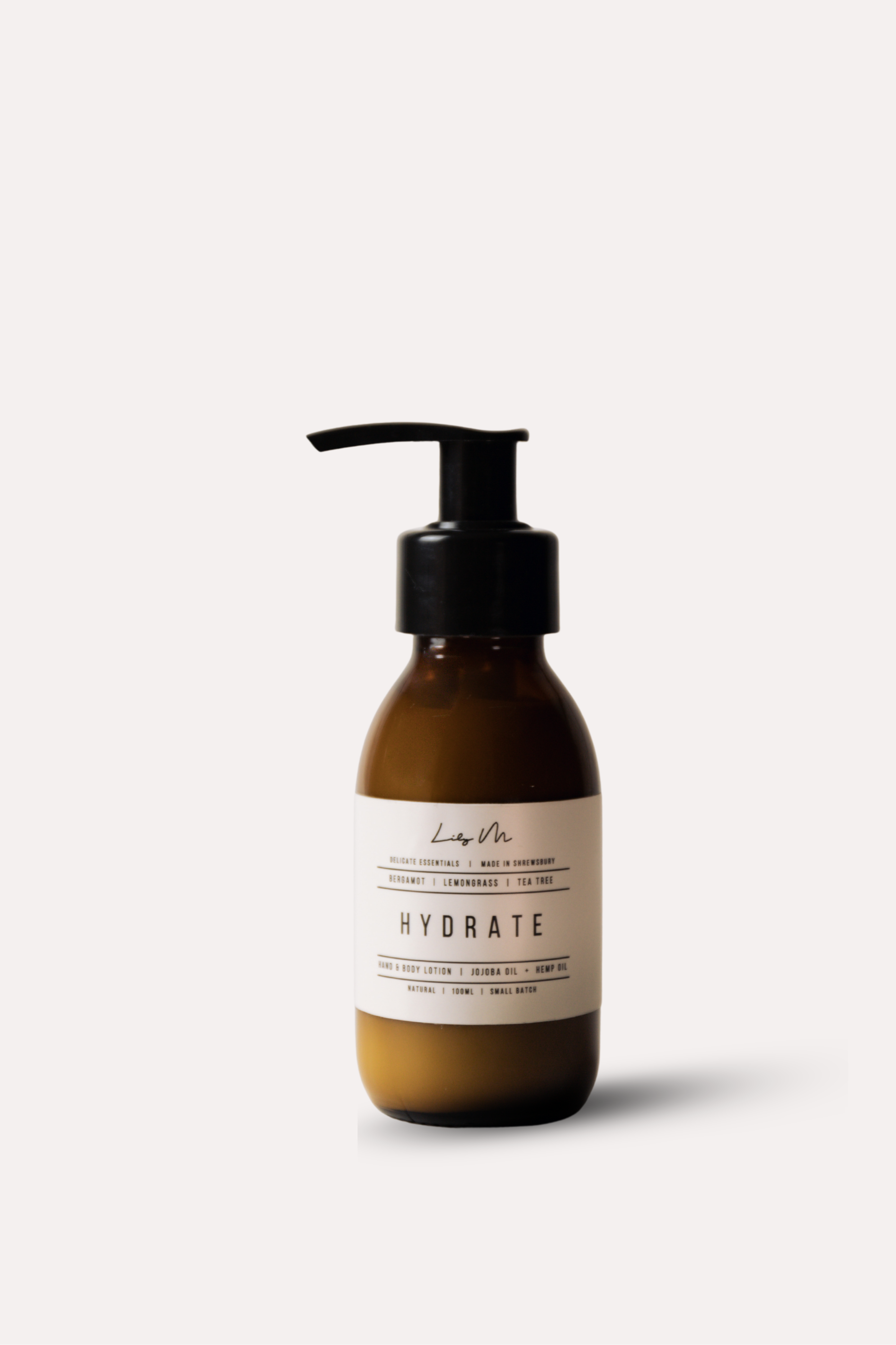 Bottle labeled 'Hydrate' on a white background
