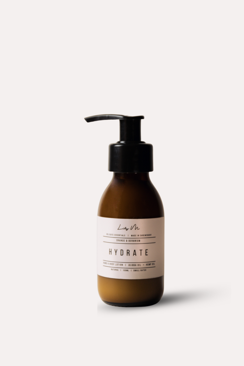 Bottle labeled 'Hydrate' on a white background