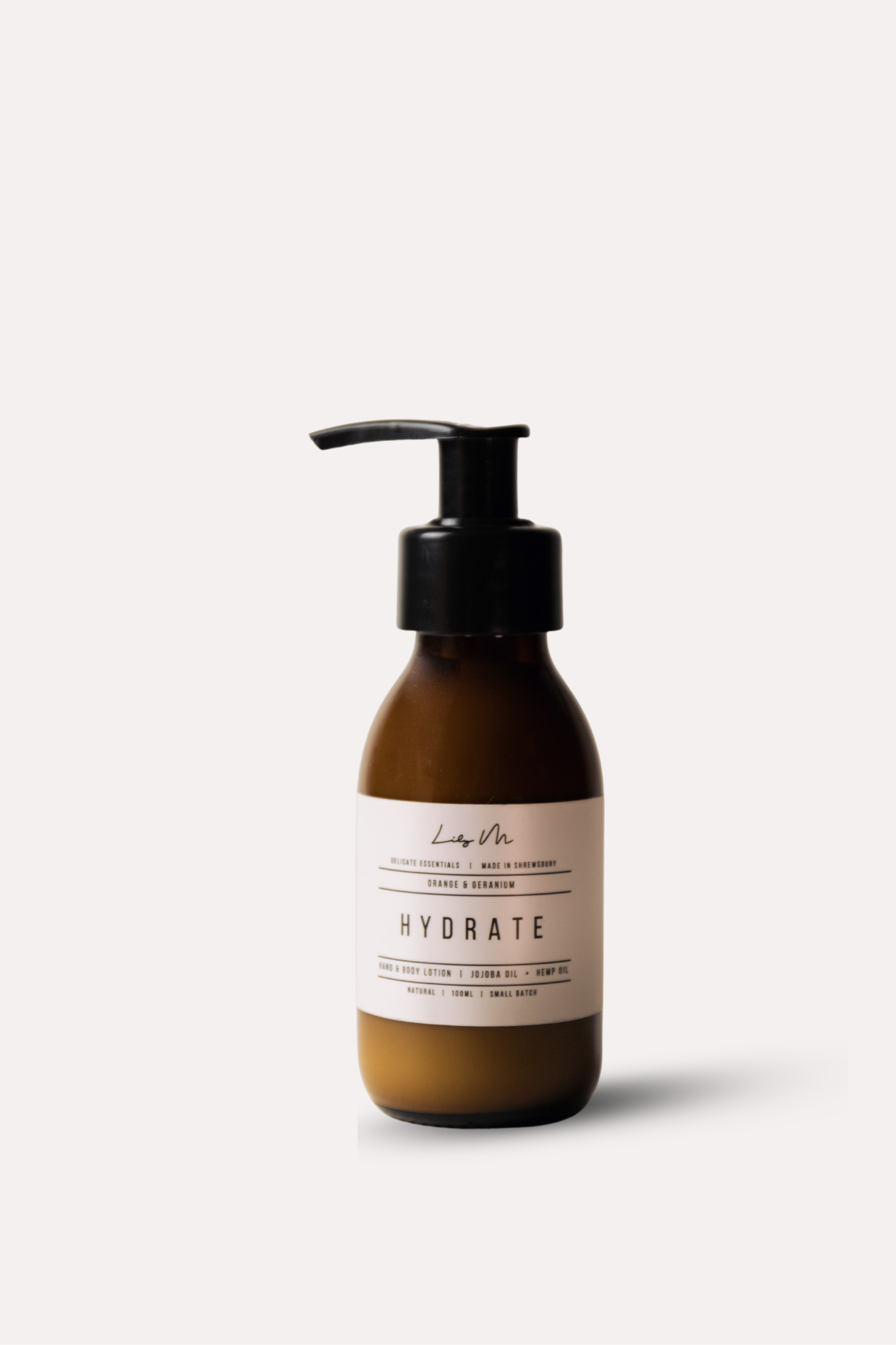 Bottle labeled 'Hydrate' on a white background