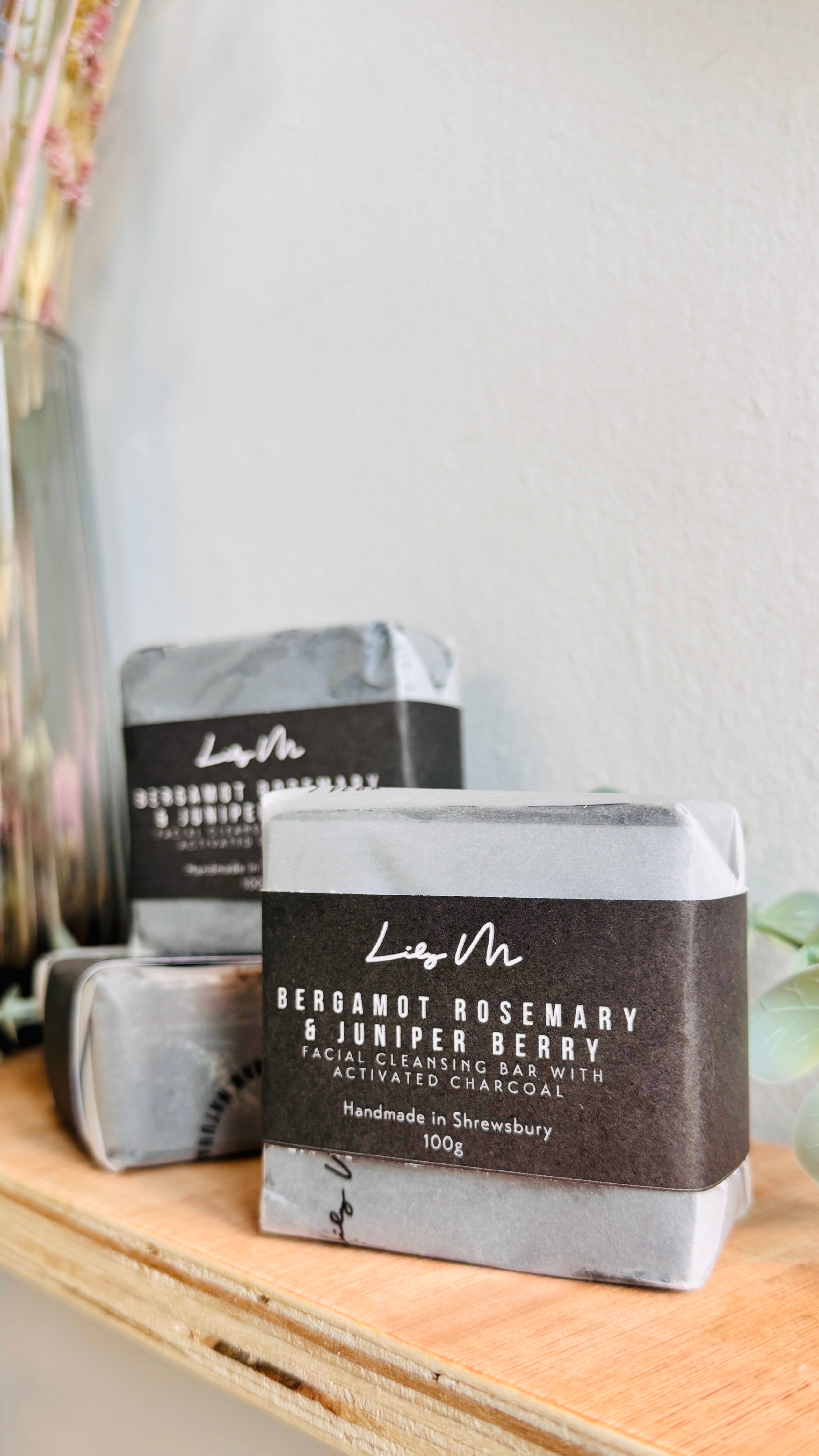 Cleansing Bergamot Juniper Berry & Rosemary Charcoal Face Cleanser Bar/ shave bar