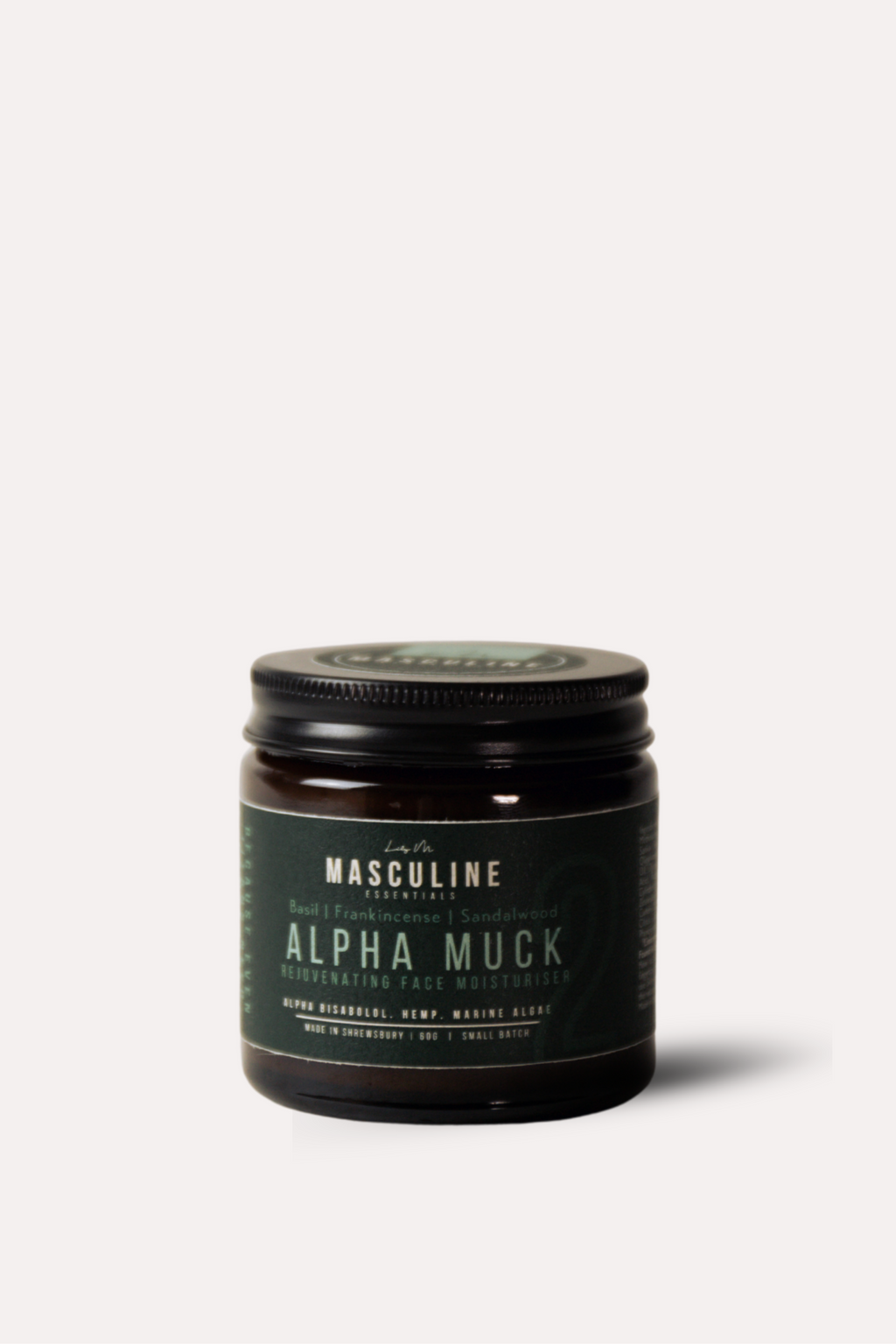 Jar of Alpha Muck on a white background - mens face moisturiser