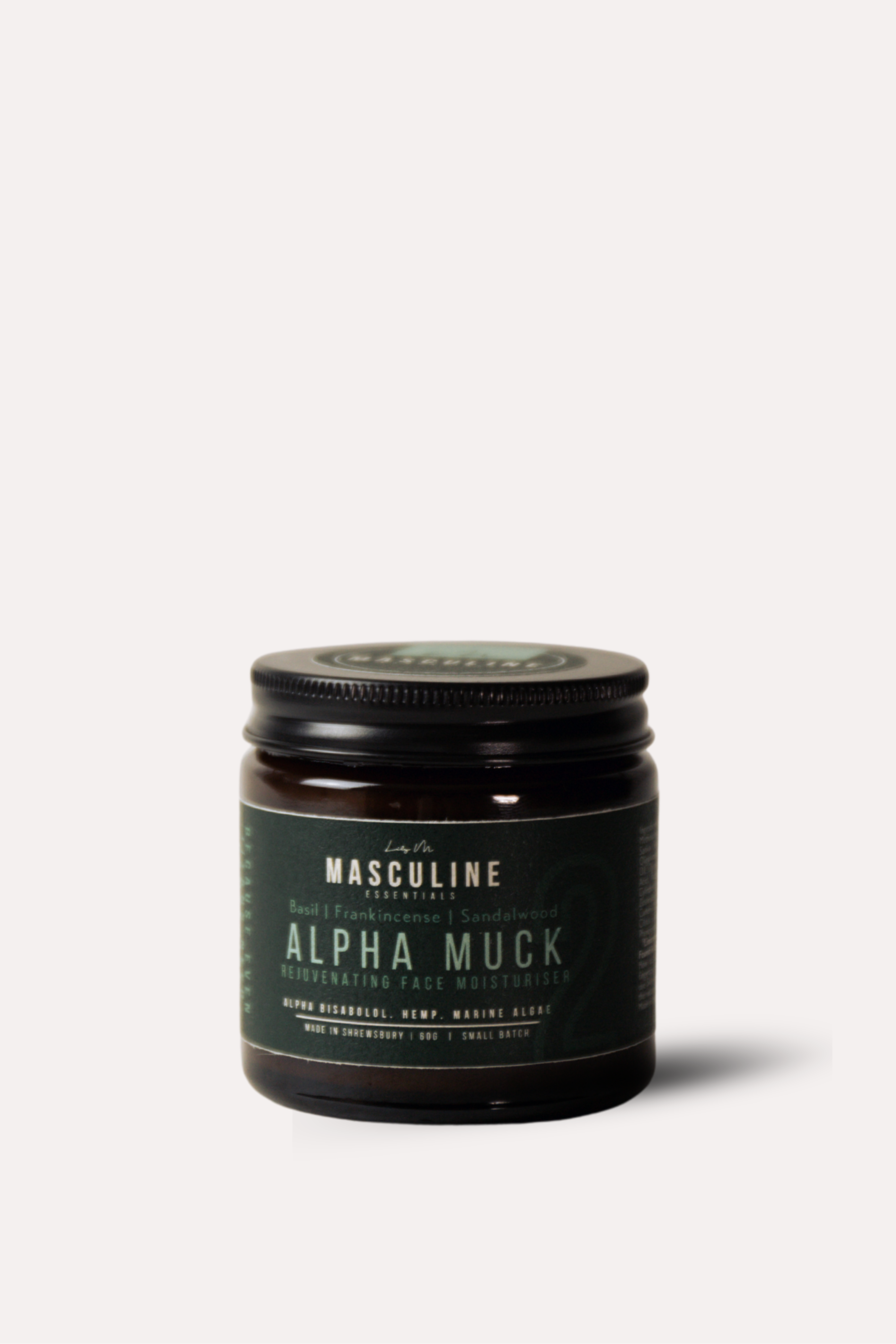 Jar of Alpha Muck on a white background - mens face moisturiser