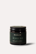 Jar of Masculine Beard Rub on a white background