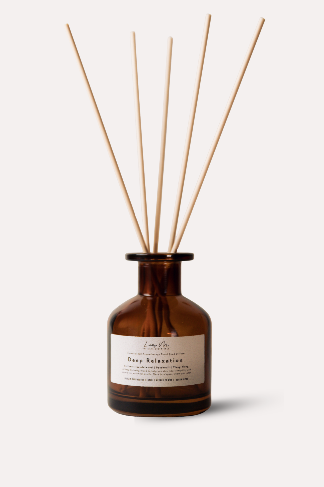 Brown bottle labeled 'Deep Relaxation' on a white background