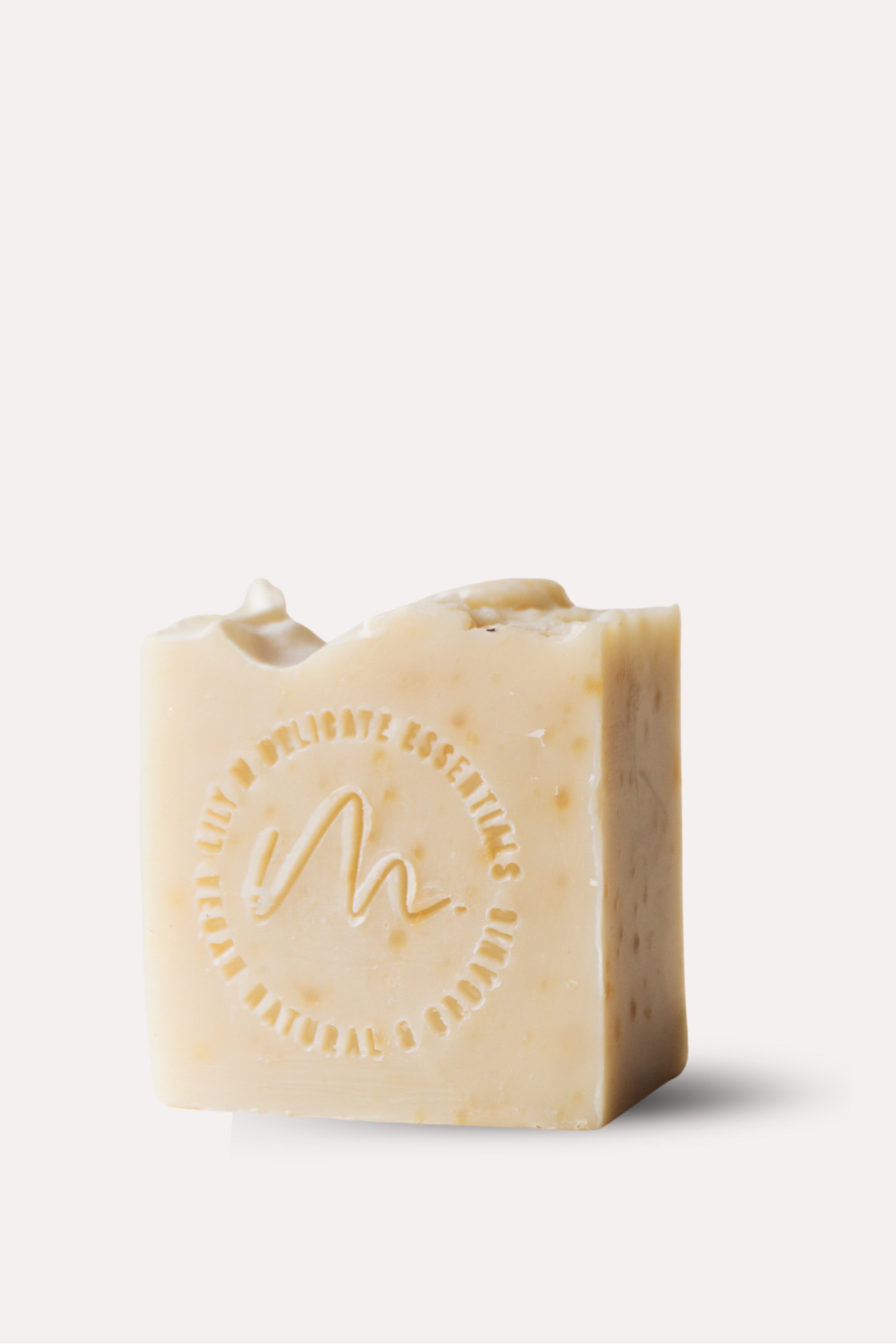 Bar of soap with a brand logo on a white background