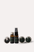 Set of skincare products including bottles and jars on a white background -mens skincare kit