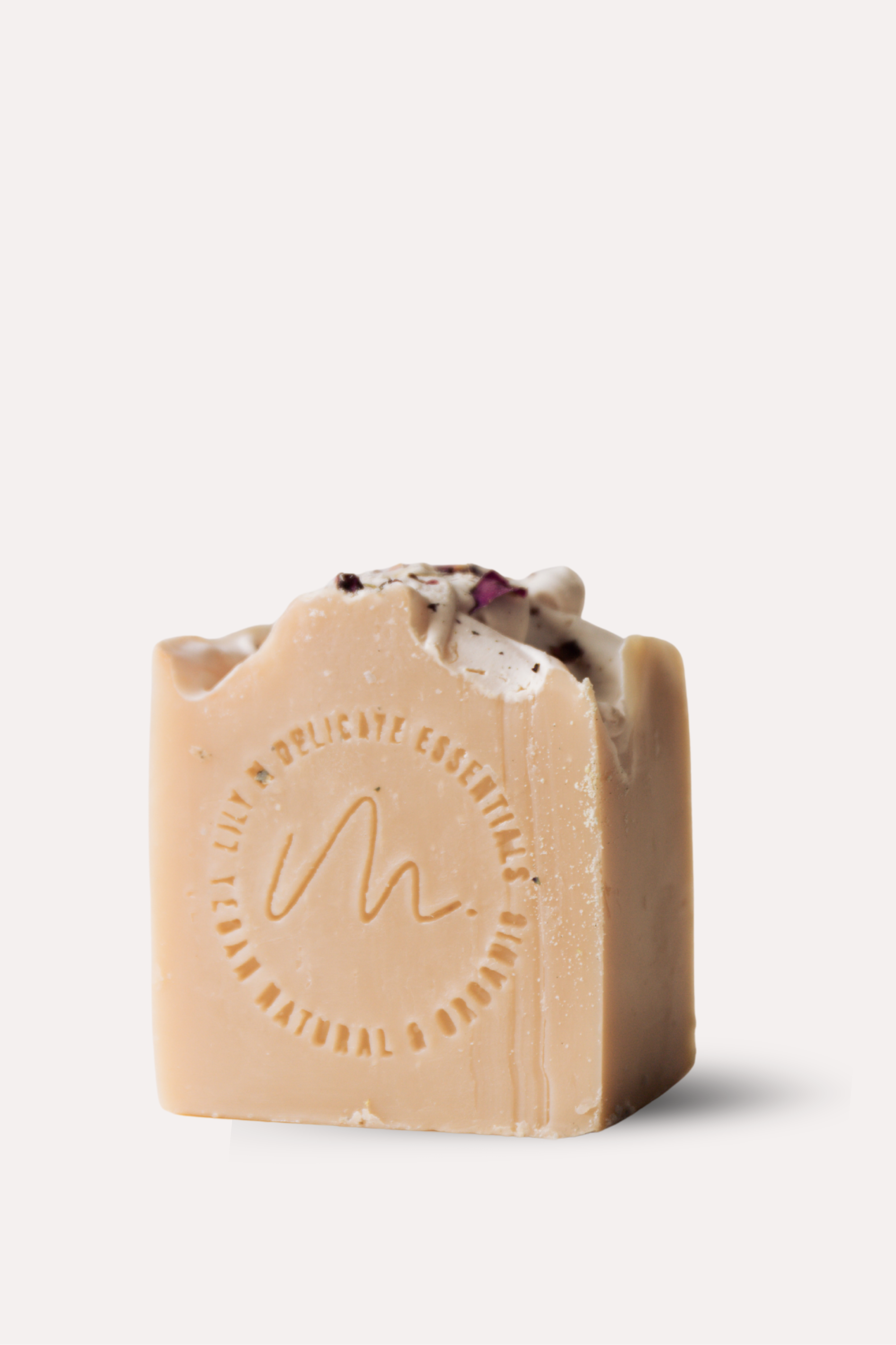 Bar of soap with a visible brand logo on a white background