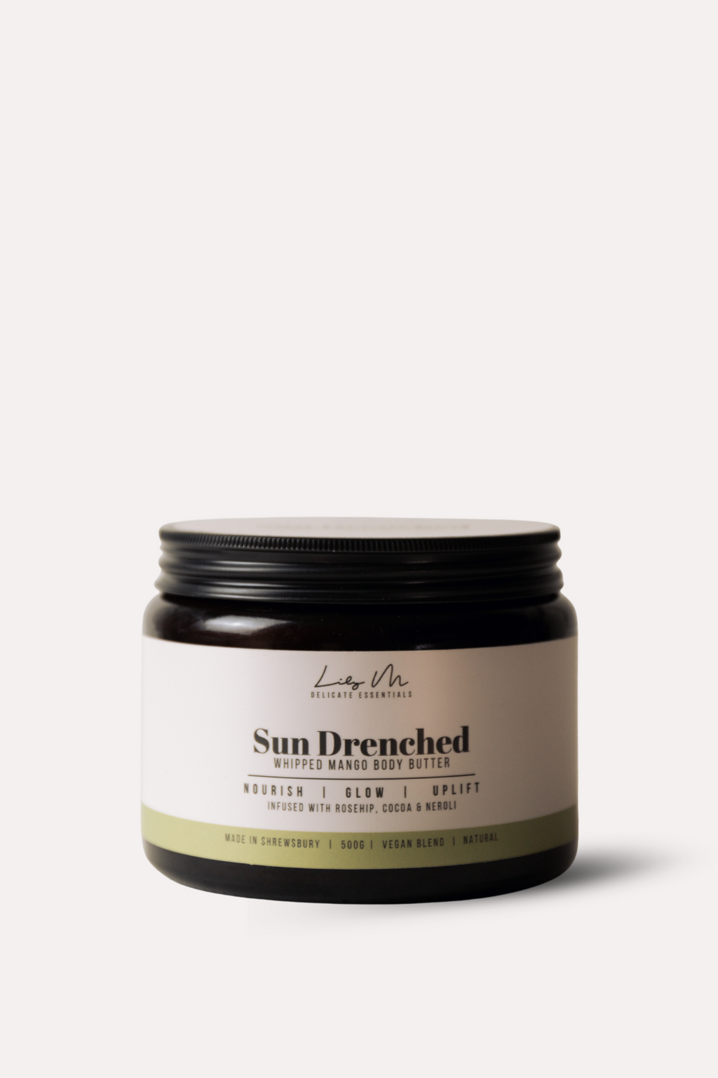 Jar of 'Sun Drenched' body butter on a white background